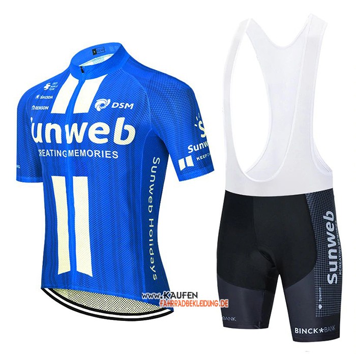 Sunweb Kurzarmtrikot 2020 und Kurze Tragerhose Blau Wei